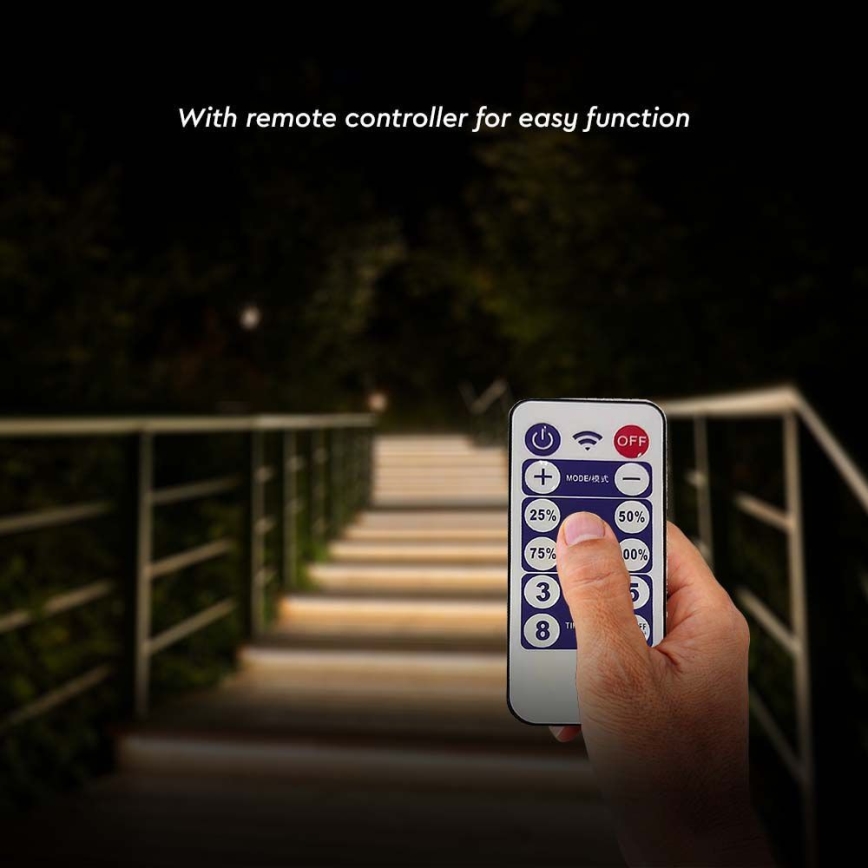 LED Dimmable solar strip LED/1,2W/3,7V 3000K IP67 5m + remote control