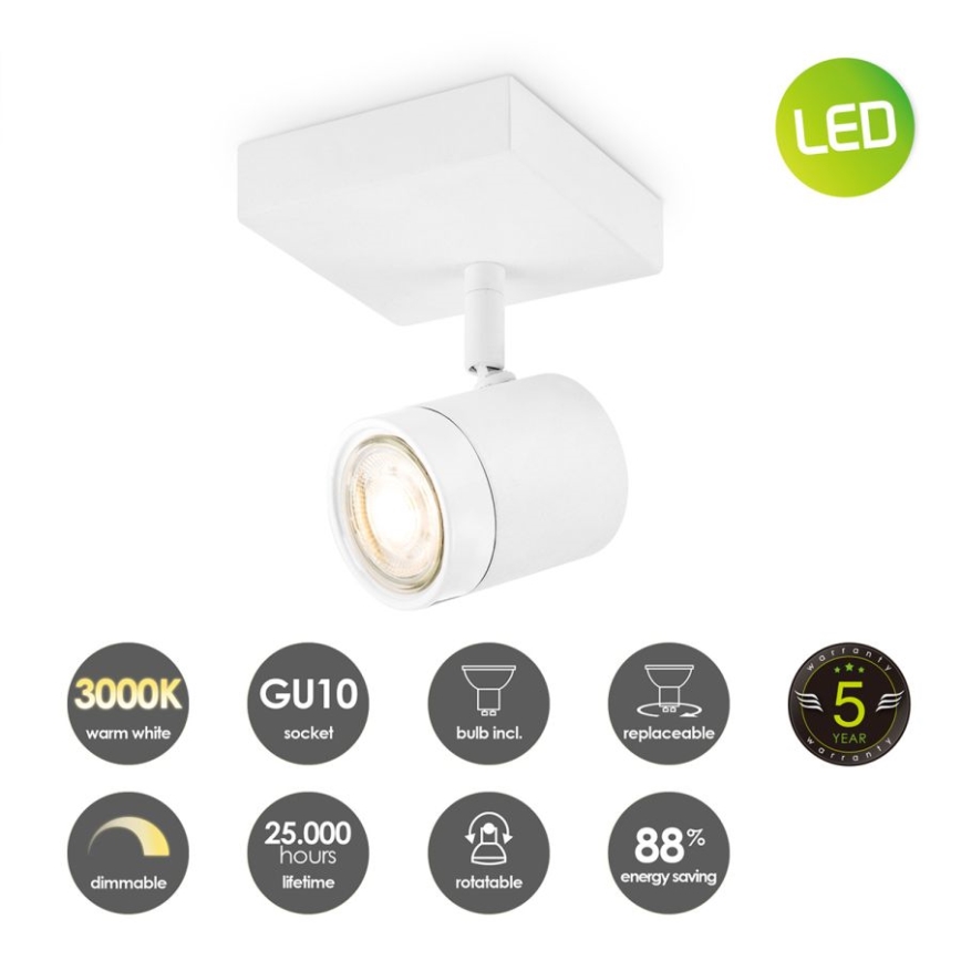 LED Dimmable spotlight MANU 1xGU10/5,8W/230V white