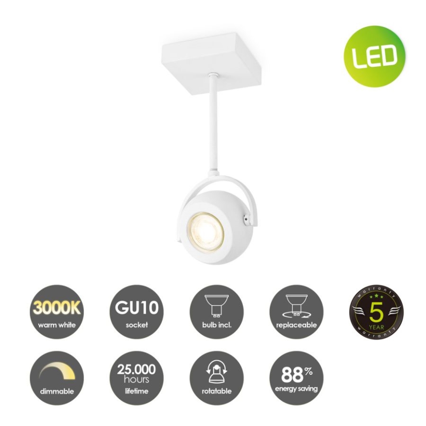 LED Dimmable spotlight NOP 1xGU10/5,8W/230V white