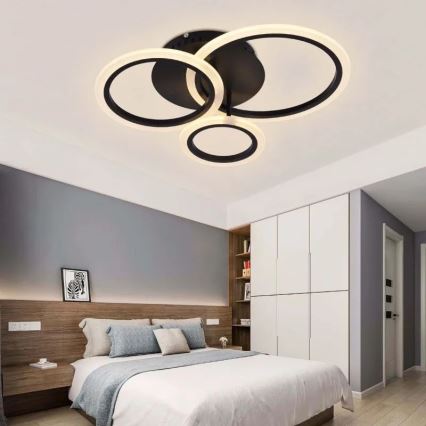 LED Dimmable surface-mounted chandelier LED/40W/230V 3000-6500K black + remote control