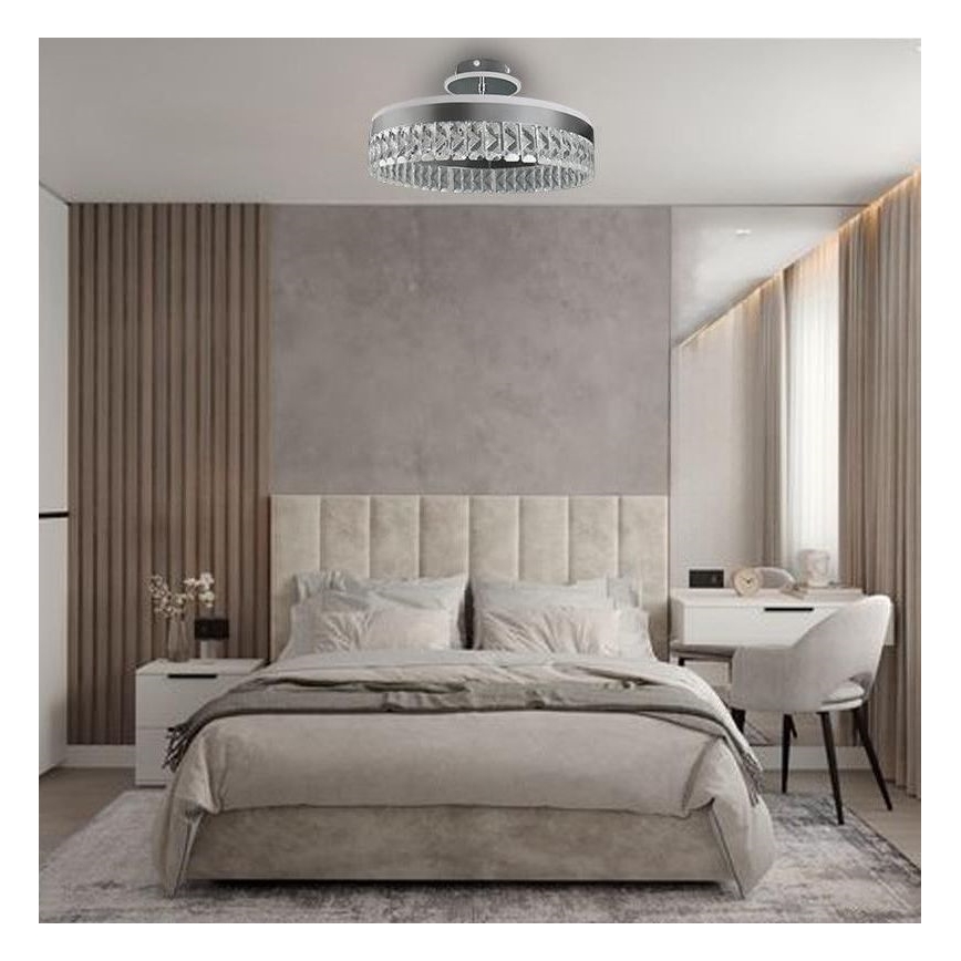 LED Dimmable crystal surface-mounted chandelier LED/75W/230V 3000-6500K matte chrome + remote control