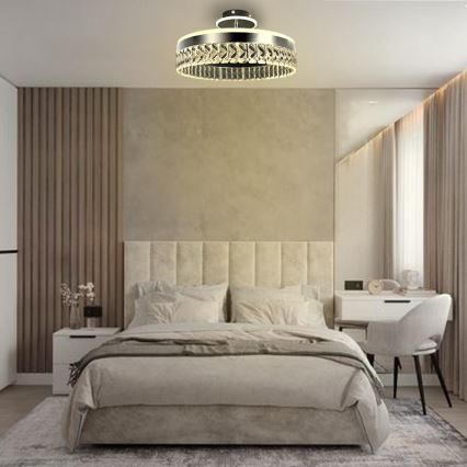 LED Dimmable crystal surface-mounted chandelier LED/75W/230V 3000-6500K matte chrome + remote control