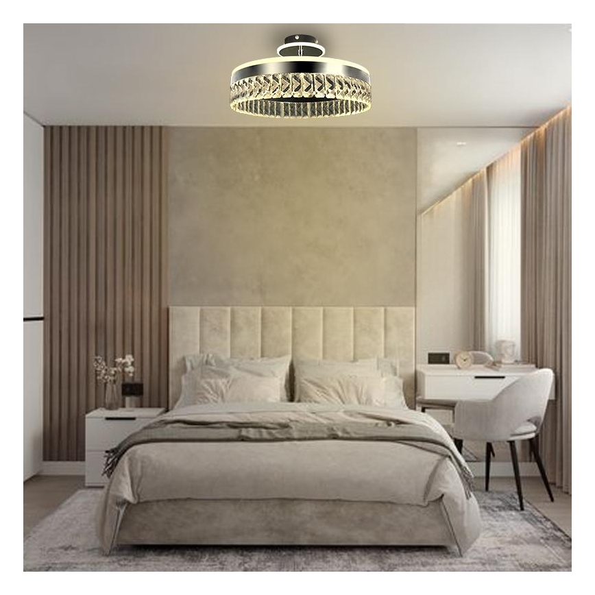 LED Dimmable crystal surface-mounted chandelier LED/75W/230V 3000-6500K matte chrome + remote control