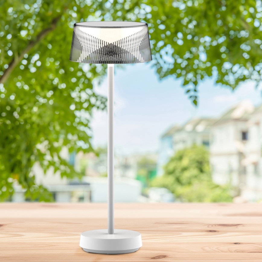 LED Dimmable touch outdoor table lamp CASABLANCA LED/3,4W/5V USB 3600 mAh IP44 white