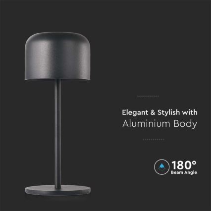 LED Dimmable rechargeable touch table lamp LED/1,5W/5V 2700-5700K IP54 2200 mAh black