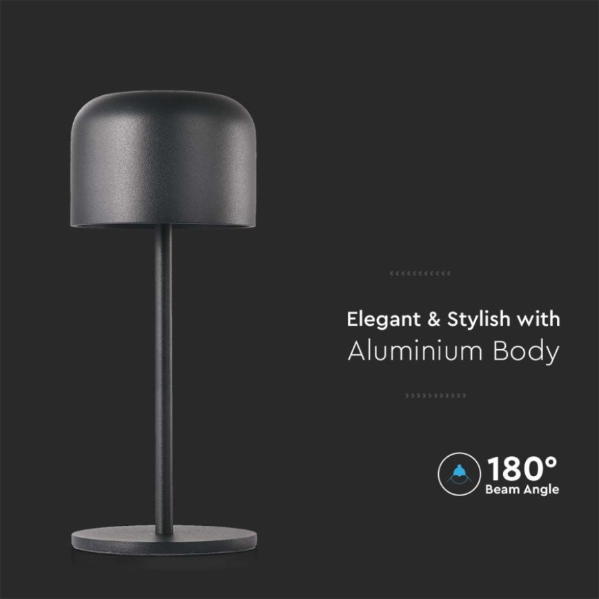 LED Dimmable rechargeable touch table lamp LED/1,5W/5V 2700-5700K IP54 2200 mAh black