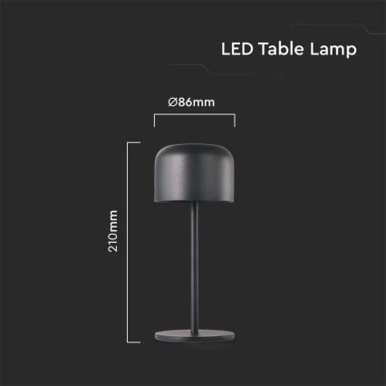 LED Dimmable rechargeable touch table lamp LED/1,5W/5V 2700-5700K IP54 2200 mAh black