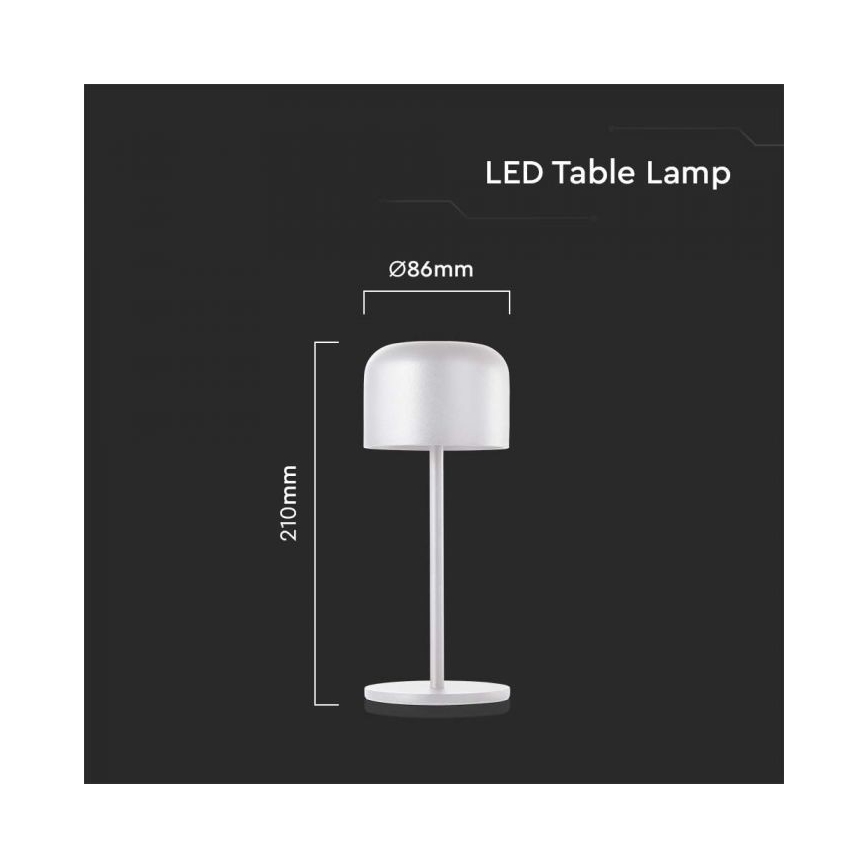 LED Dimmable rechargeable touch table lamp LED/1,5W/5V 2700-5700K IP54 2200 mAh white