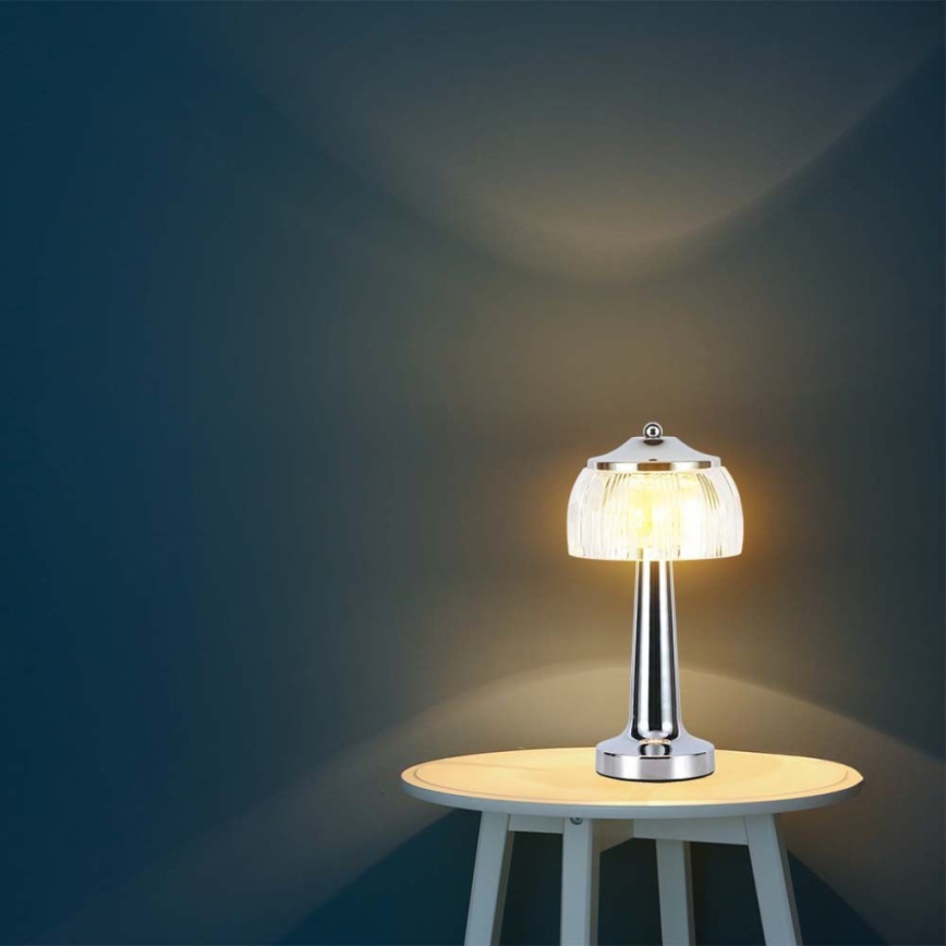 LED Dimmable rechargeable touch table lamp LED/1W/5V 3000-6000K 1800 mAh shiny chrome