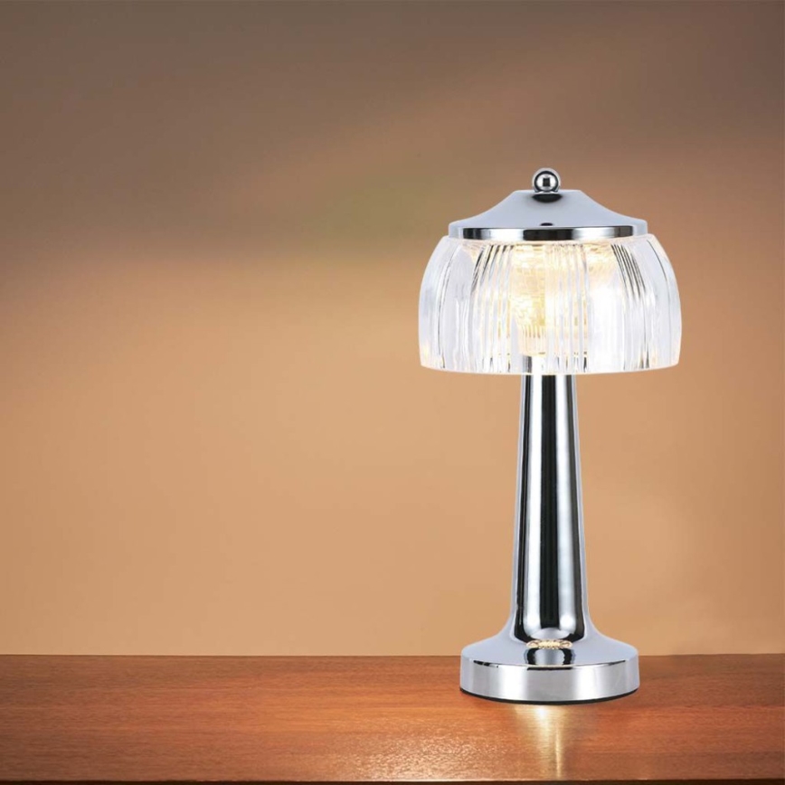 LED Dimmable rechargeable touch table lamp LED/1W/5V 3000-6000K 1800 mAh shiny chrome