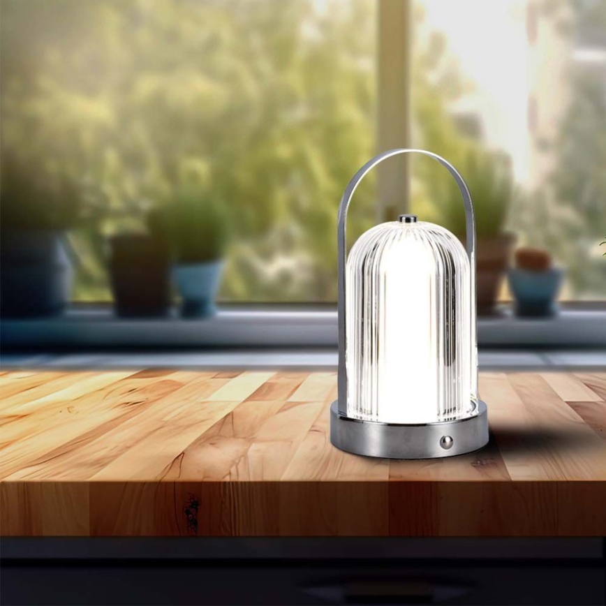 LED Dimmable rechargeable touch table lamp LED/1W/5V 3000-6000K 1800 mAh matte chrome