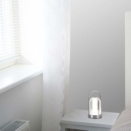 LED Dimmable rechargeable touch table lamp LED/1W/5V 3000-6000K 1800 mAh matte chrome