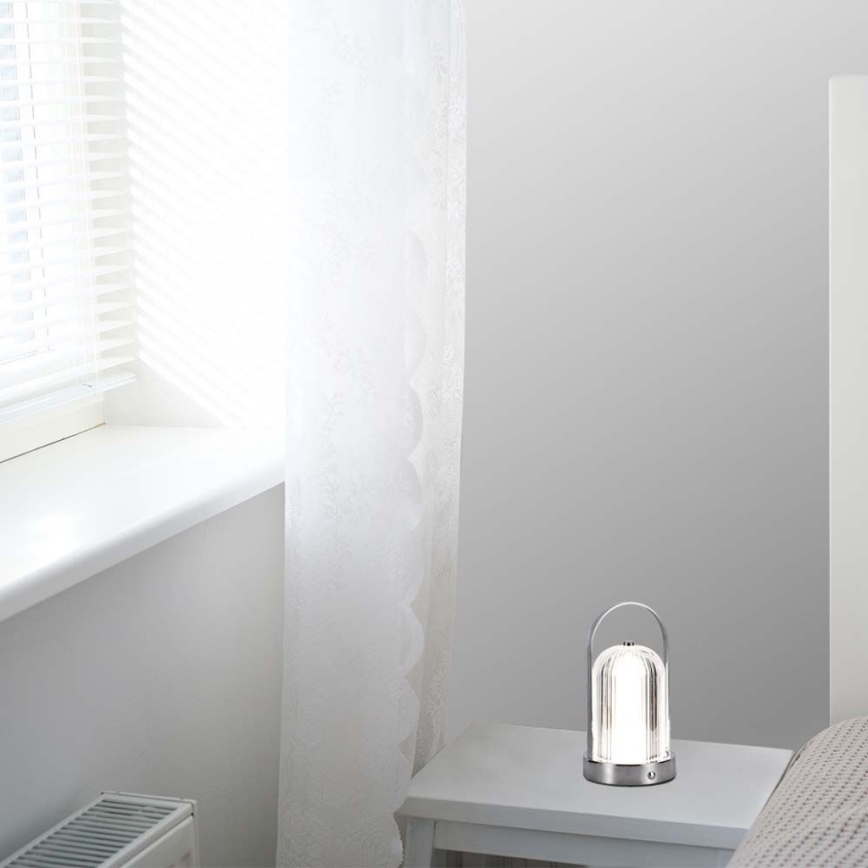 LED Dimmable rechargeable touch table lamp LED/1W/5V 3000-6000K 1800 mAh matte chrome