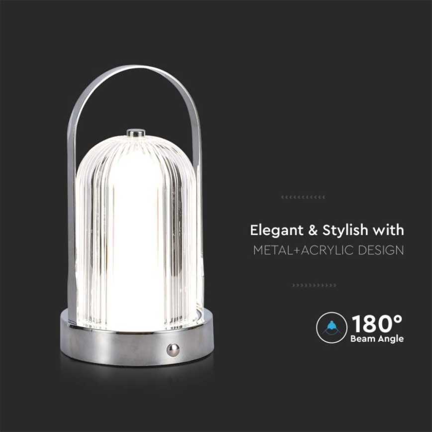 LED Dimmable rechargeable touch table lamp LED/1W/5V 3000-6000K 1800 mAh matte chrome