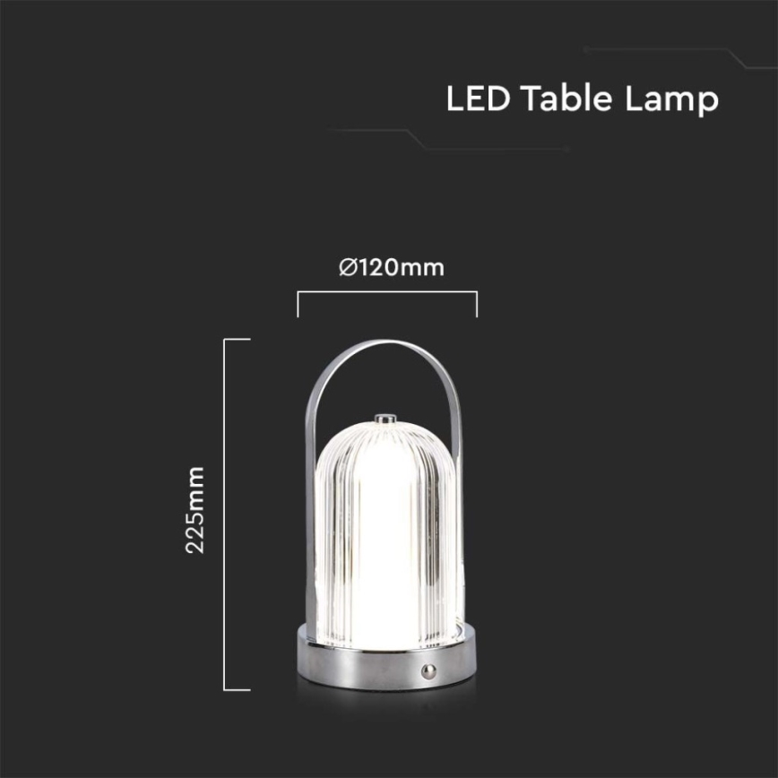 LED Dimmable rechargeable touch table lamp LED/1W/5V 3000-6000K 1800 mAh matte chrome