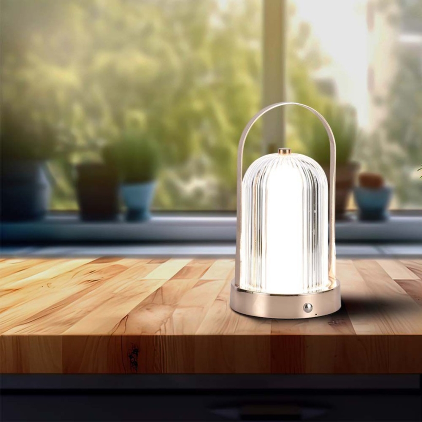 LED Dimmable rechargeable touch table lamp LED/1W/5V 3000-6000K 1800 mAh copper