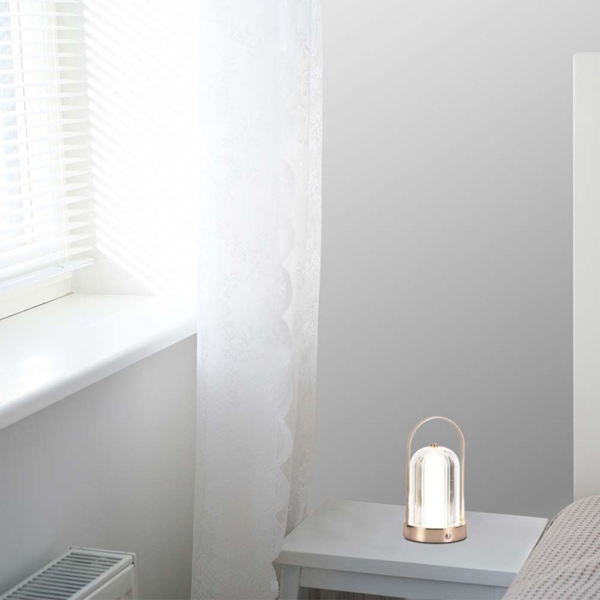 LED Dimmable rechargeable touch table lamp LED/1W/5V 3000-6000K 1800 mAh copper
