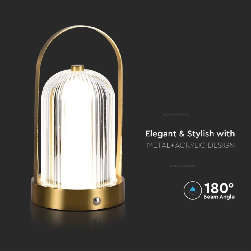 LED Dimmable rechargeable touch table lamp LED/1W/5V 3000-6000K 1800 mAh gold