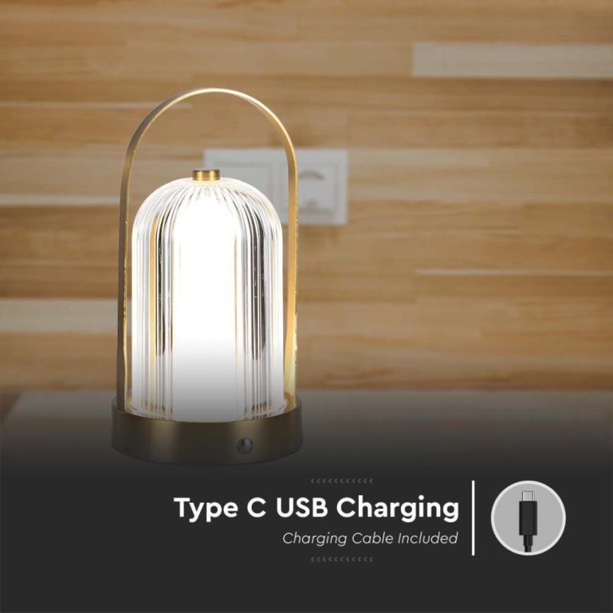 LED Dimmable rechargeable touch table lamp LED/1W/5V 3000-6000K 1800 mAh gold