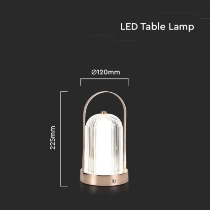 LED Dimmable rechargeable touch table lamp LED/1W/5V 3000-6000K 1800 mAh gold