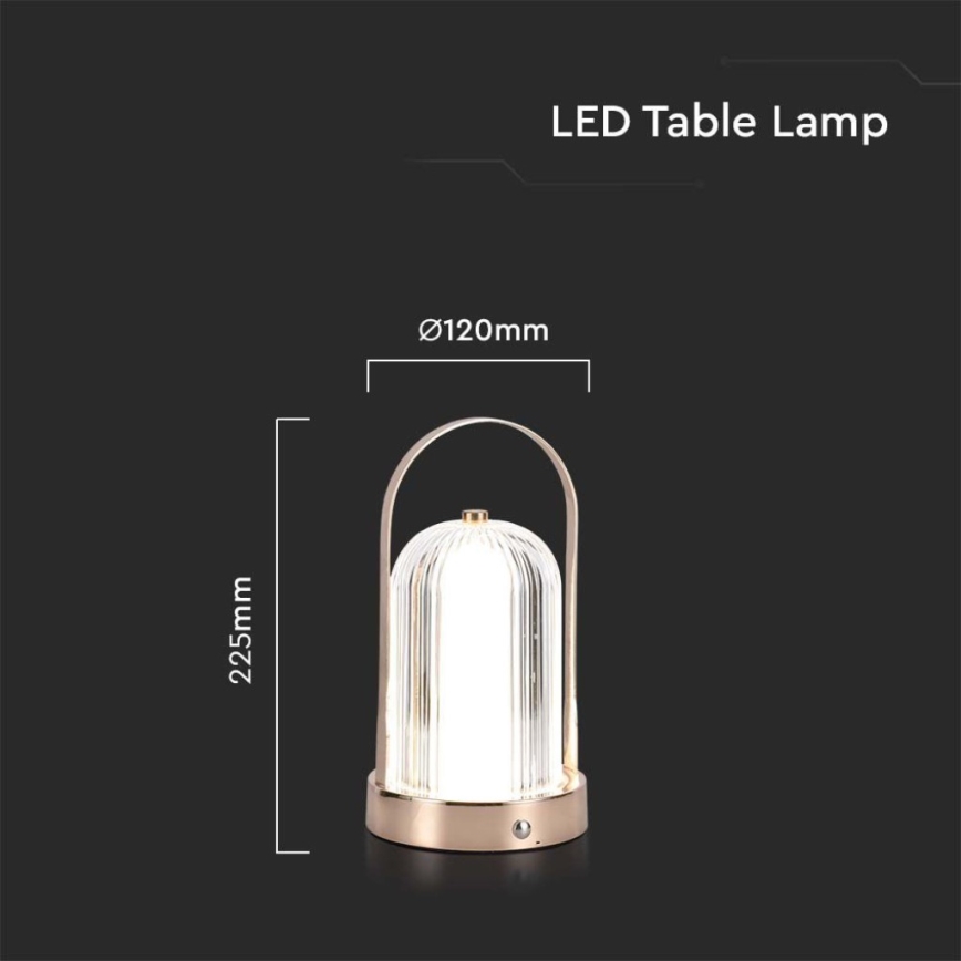 LED Dimmable rechargeable touch table lamp LED/1W/5V 3000-6000K 1800 mAh gold
