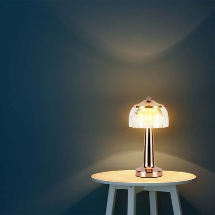 LED Dimmable rechargeable touch table lamp LED/1W/5V 3000-6000K 1800 mAh Rose gold