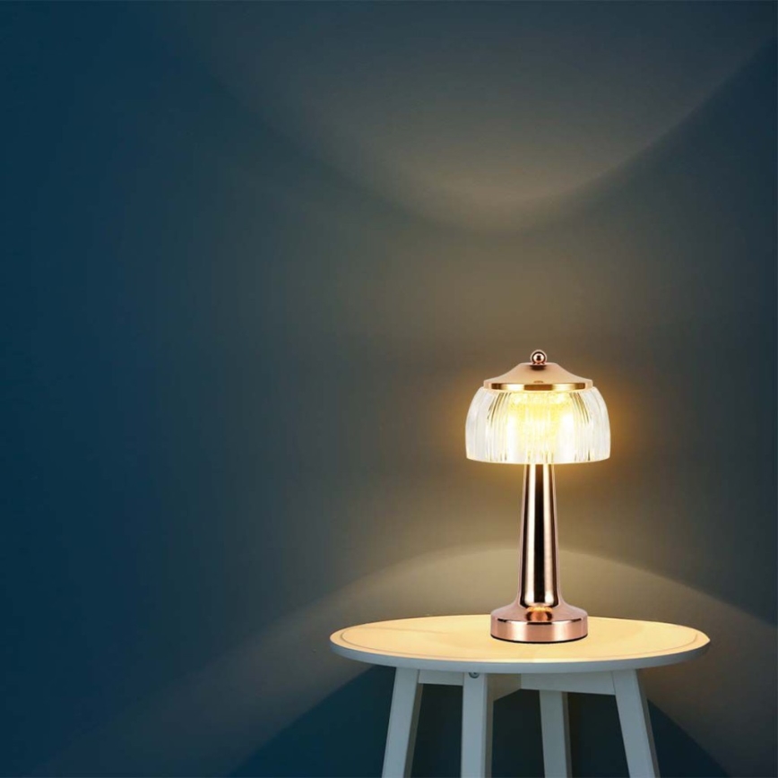 LED Dimmable rechargeable touch table lamp LED/1W/5V 3000-6000K 1800 mAh Rose gold