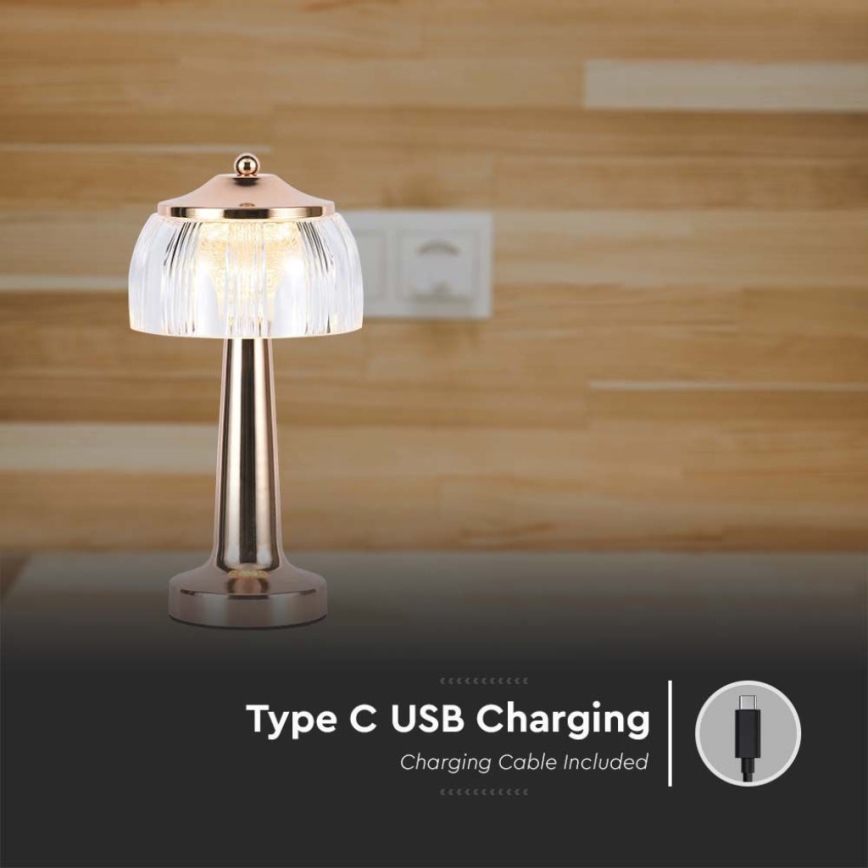 LED Dimmable rechargeable touch table lamp LED/1W/5V 3000-6000K 1800 mAh Rose gold