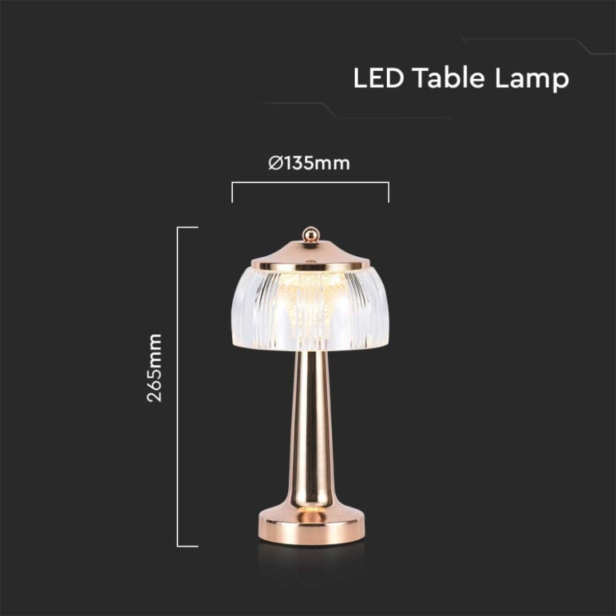 LED Dimmable rechargeable touch table lamp LED/1W/5V 3000-6000K 1800 mAh Rose gold