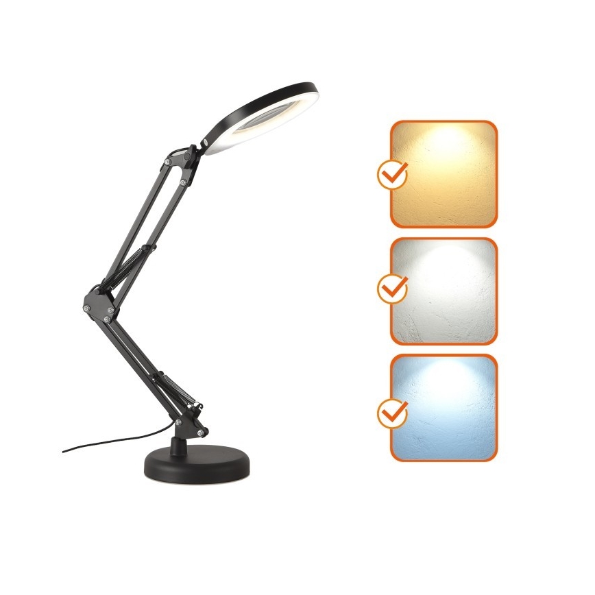 LED Dimmable table lamp with a magnifying glass 2in1 AURIQ LOUPE LED/10W/5V 3000/4000/6500K black