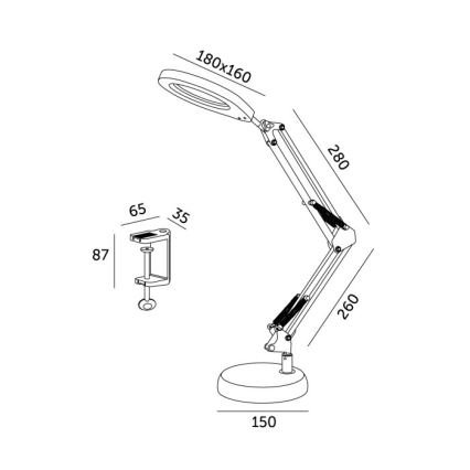 LED Dimmable table lamp with a magnifying glass 2in1 AURIQ LOUPE LED/10W/5V 3000/4000/6500K black