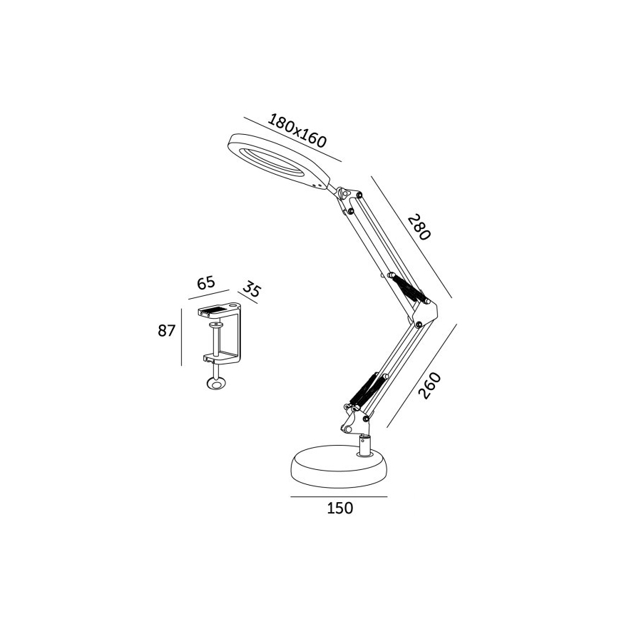 LED Dimmable table lamp with a magnifying glass 2in1 AURIQ LOUPE LED/10W/5V 3000/4000/6500K black