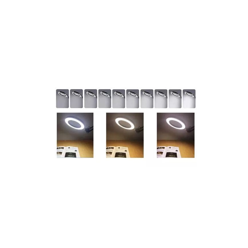 LED Dimmable table lamp with a magnifying glass LED/6W/5V 3000K/4000K/6000K black