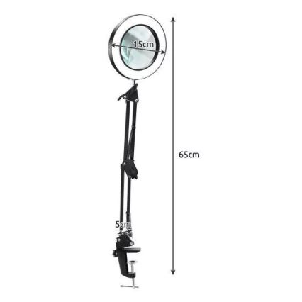 LED Dimmable table lamp with a magnifying glass LED/6W/5V 3000K/4000K/6000K black