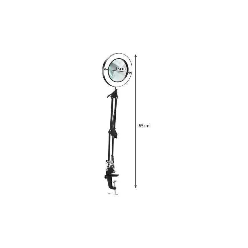 LED Dimmable table lamp with a magnifying glass LED/6W/5V 3000K/4000K/6000K black