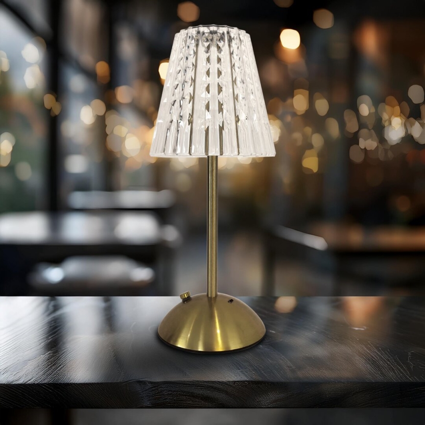 LED Dimmable touch rechargeable table lamp ELBA LED/1,6W/800 mAh 3000/4000/6000K gold/clear