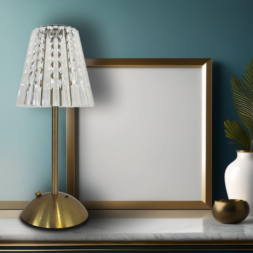 LED Dimmable touch rechargeable table lamp ELBA LED/1,6W/800 mAh 3000/4000/6000K gold/clear