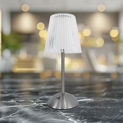 LED Dimmable touch rechargeable table lamp ELBA LED/1,6W/800 mAh matte chrome/clear