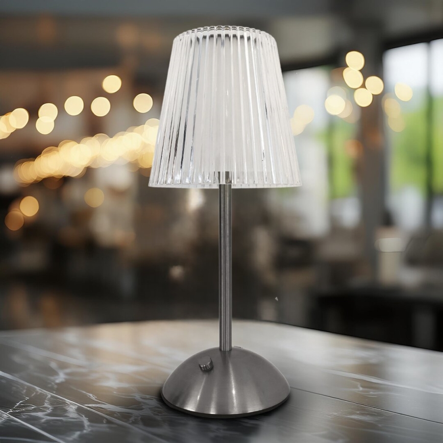 LED Dimmable touch rechargeable table lamp ELBA LED/1,6W/800 mAh matte chrome/clear