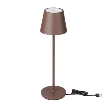LED Dimmable touch rechargeable table lamp LED/2W/5V 4400 mAh 3000K IP54 brown