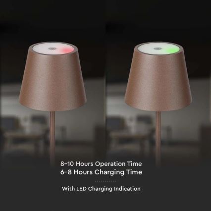 LED Dimmable touch rechargeable table lamp LED/2W/5V 4400 mAh 3000K IP54 brown