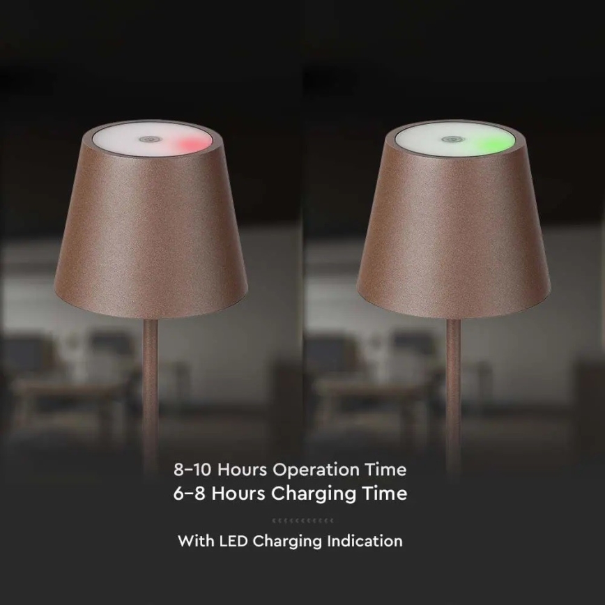 LED Dimmable touch rechargeable table lamp LED/2W/5V 4400 mAh 3000K IP54 brown