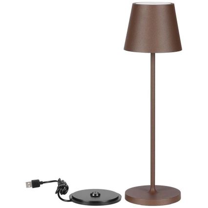 LED Dimmable touch rechargeable table lamp LED/2W/5V 4400 mAh 3000K IP54 brown