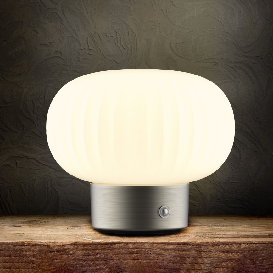 LED Dimmable touch table lamp LATTE LED/1,8W/5V USB 2000 mAh matte chrome/white