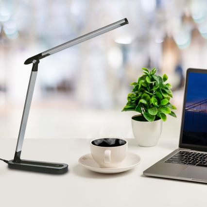 LED Dimmable touch table lamp MADERA LED/7W/230V USB black