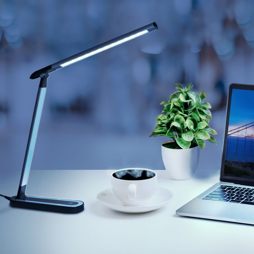 LED Dimmable touch table lamp MADERA LED/7W/230V USB black
