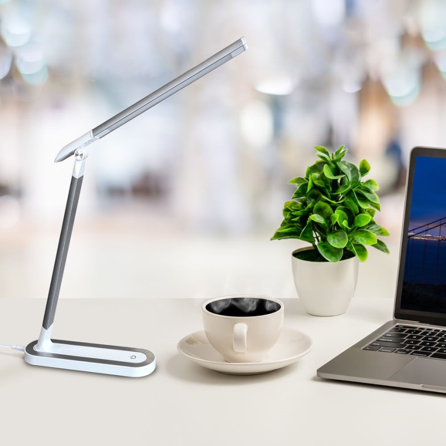 LED Dimmable touch table lamp MADERA LED/7W/230V USB white