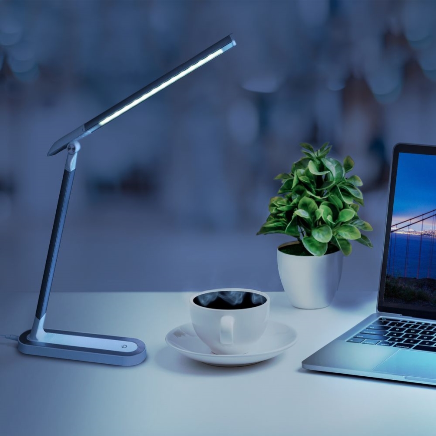 LED Dimmable touch table lamp MADERA LED/7W/230V USB white