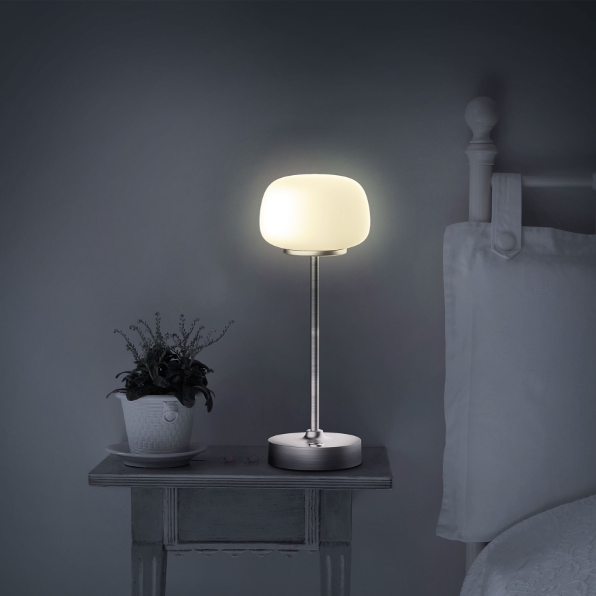 LED Dimmable touch table lamp RIMINI LED/2W/5V USB 2000 mAh matte chrome/white