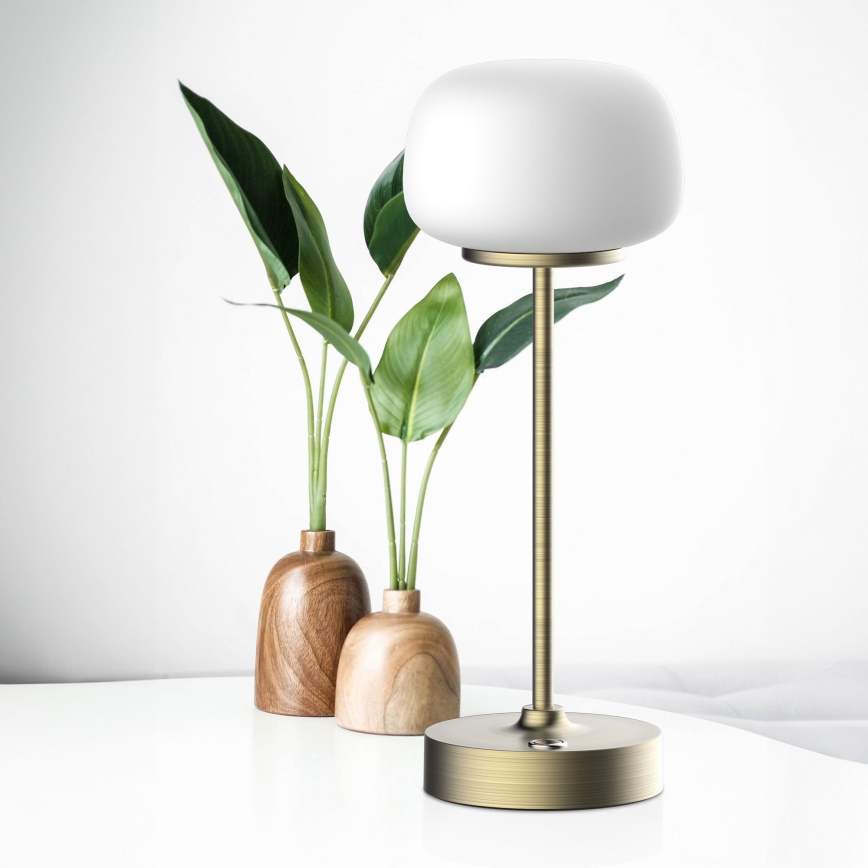 LED Dimmable touch table lamp RIMINI LED/2W/5V USB 2000 mAh gold/white